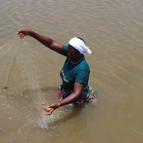 Woman fishing in Kenya